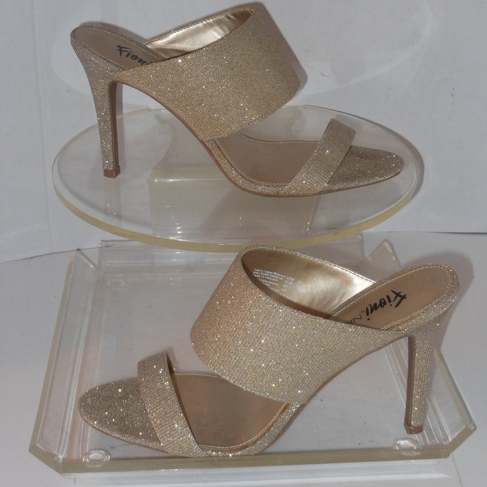 FIONI NIGHT GOLD OPEN TOE HIGH HEEL SANDALS SIZE 8